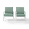 Crosley Furniture Kaplan 2-Piece Outdoor Seating Set in White with Mist Cushions KO60013WH-MI